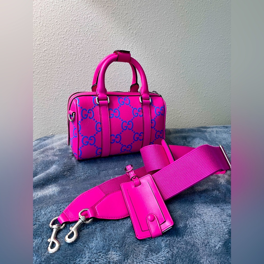 Gucci Mini Bag in Hot Pink with Blue GG Print-NWOT